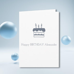 Minimale grijze Cake Persoonlijke Happy Birthday Kaart
