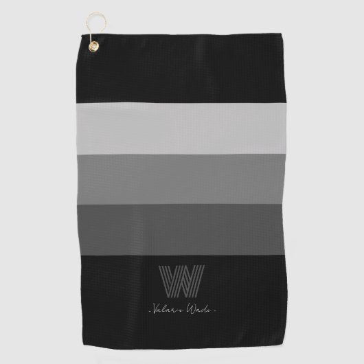 Minimale grijze monogram Golfhanddoek (Voorkant)