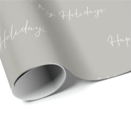 Minimale grijze Prettige feestdagen Cadeaupapier