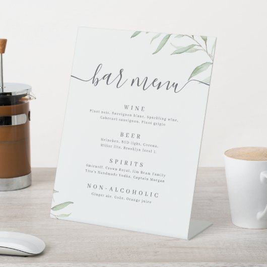 Minimale grijze script, bijtend Bar Menu Reclamebord Met Voetstuk (Insitu)