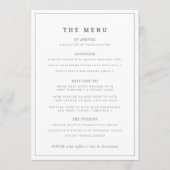 Minimale grijze witte bruiloft of evenement aangep menu (Voorkant)