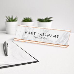 Minimale grijze witte marmer Aangepaste Desk Bureau Naambordje