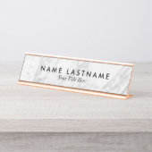Minimale grijze witte marmer Aangepaste Desk Bureau Naambordje (Voorkant)