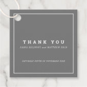 Minimale grijze witte outline bruiloft dank u bedankjes labels (Voorkant)