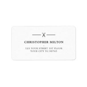 Minimale grijze witte schaar Hair Salon Etiket