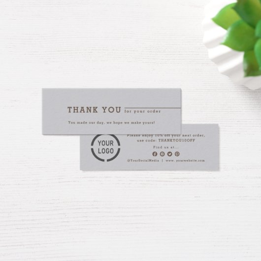 Minimale grijze zakelijke logo dank u tussenkomst mini visitekaartjes (Bureau)