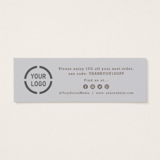 Minimale grijze zakelijke logo dank u tussenkomst mini visitekaartjes (Achterkant)