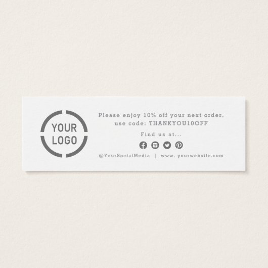 Minimale grijze zakelijke logo dank u tussenkomst mini visitekaartjes (Achterkant)