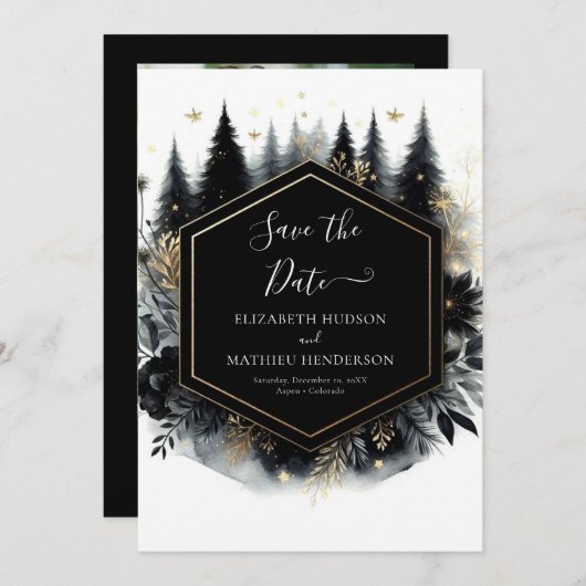 Minimale grillige betoverde bos bruiloft save the date (Voorkant / Achterkant)