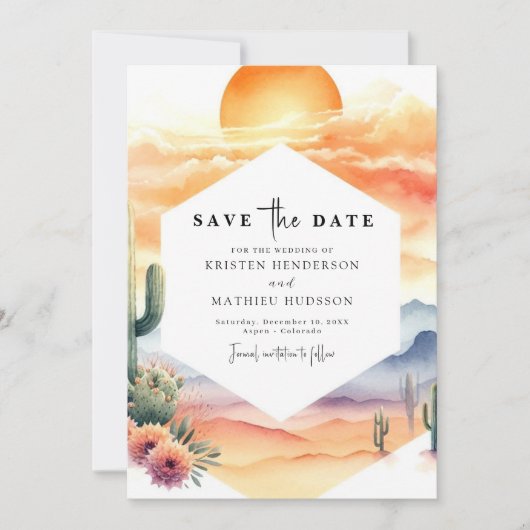 Minimale grillige cactus bruiloft save the date (Voorkant)