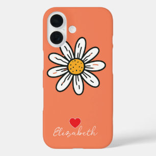 Minimale grillige Daisy handgetekende bloem iPhone 16 Hoesje