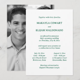 Minimale Groen/Witte Tempel Huwelijk Twee Receptie Kaart