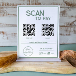 Minimale groene 2 QR codes zakelijke scan te betal Poster