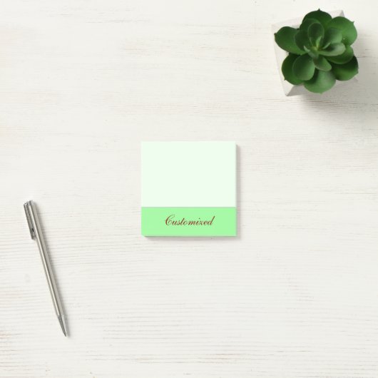 Minimale Groene Achtergrond + Maroon Elegant Naam Post-it® Notes (Kantoor)