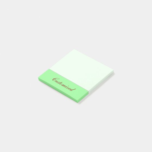 Minimale Groene Achtergrond + Maroon Elegant Naam Post-it® Notes (Schuin)