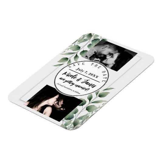 Minimale groene bladeren moderne witte Save the Da Magneet (Linkerzijde)