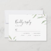 Minimale groene botanische rustige bruiloft RSVP Kaartje (Voorkant)