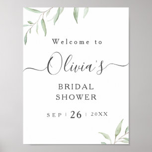Minimale groene bruidsfeest welkomstbord poster