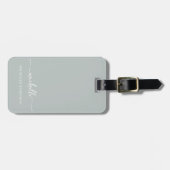 Minimale Groene Calligrafie Script Monogram Naam Bagagelabel (Voorkant horizontaal)