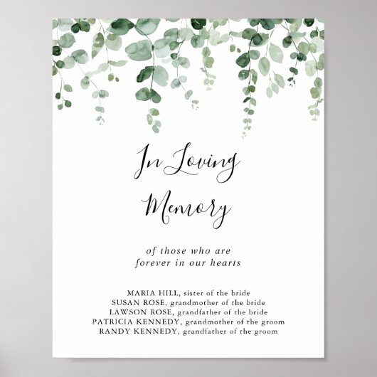 Minimale groene eucalyptus in het liefdevol geheug poster (Voorkant)