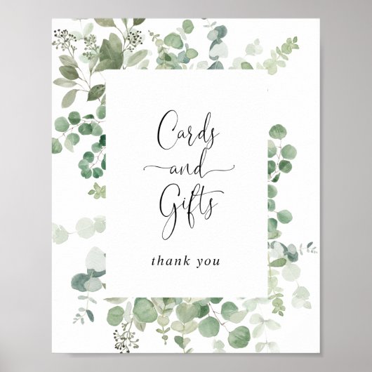 Minimale groene Eucalyptus-Kaarten en cadeaubonbor Poster (Voorkant)
