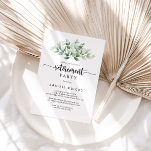 Minimale Groene Eucalyptus Retirement Party Kaart