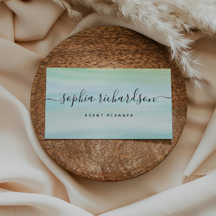Minimale groene Flair-Waterverf en -script Visitekaartje