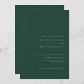 Minimale Groene & Gold QR-code in één bruiloft Kaart (Voorkant / Achterkant)