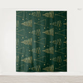Minimale groene gouden kerstboom wandkleed (Voorkant)