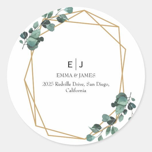 Minimale Groene Monogram Ronde Sticker (Voorkant)