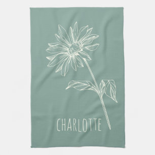 Minimale groene naam Chamomile Flower Sage Theedoek