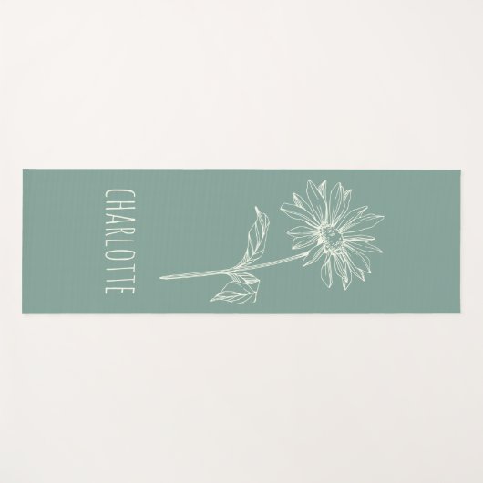 Minimale groene naam Chamomile Flower Sage Yogamat (Voorkant (horizontaal))