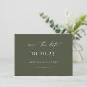 Minimale groene Olijfverbinding bespaart de datum Save The Date (Staand voorkant)
