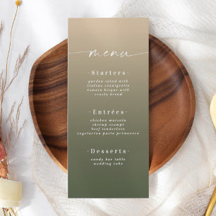 Minimale groene ombre Monstera en gele bruiloft Menu