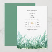 Minimale groene onderwater zeewier strand bruiloft kaart (Voorkant / Achterkant)