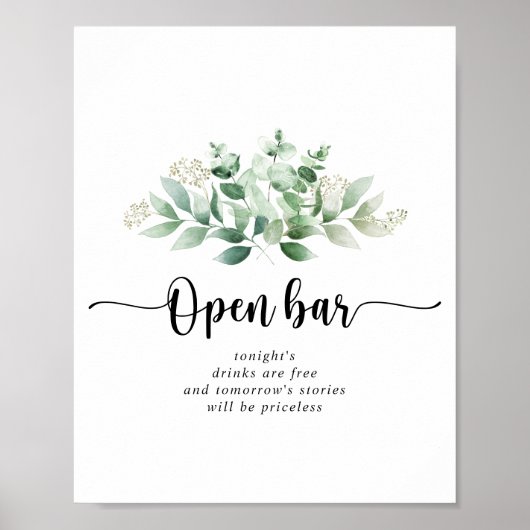 Minimale groene open bar met eucalyptus Weddenscha Poster (Voorkant)