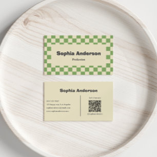 Minimale groene rand van het dambord - QR-code Visitekaartje