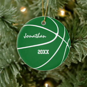 minimale groene sportjongens basketbal keramisch ornament