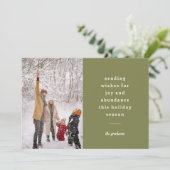 Minimale groene typografische verzendwensen feestdagenkaart (Staand voorkant)