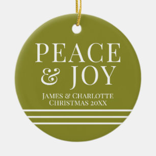 Minimale groene vrede en vrolijke kerstfoto keramisch ornament