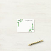 Minimale groene Waterverf op wit Post-it® Notes (Op bureau)