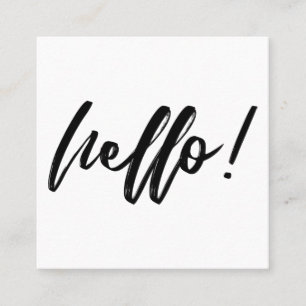 Minimale Hallo in handschrift Script Black op wit Vierkante Visitekaartje
