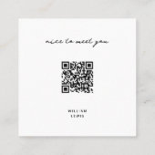 Minimale Hallo Nice om u te ontmoeten QR-code en - Vierkante Visitekaartje (Achterkant)