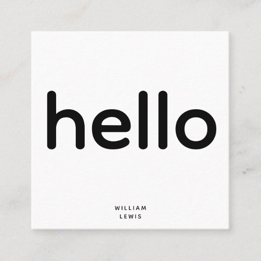 Minimale Hallo QR Code Social Media Icons Vierkante Visitekaartje (Voorkant)