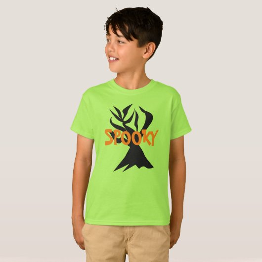 Minimale halloween Spooky Tree T-shirt (Voorkant volledig)