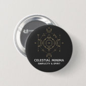 Minimale Halve Maan & Zon Lijnkunst | Boho Stijl Ronde Button 5,7 Cm (Voorkant /achterkant)
