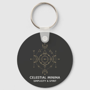 Minimale Halve Maan & Zon Lijnkunst Boho Stijl Sleutelhanger