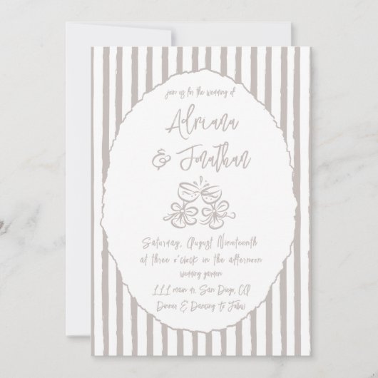 Minimale Hand Getrokken bruiloft Uitnodiging (Voorkant)