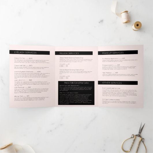 Minimale handbediende en roze laserbrochure drieluik kaart (Binnen)