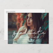 Minimale handgeschreven afstuderen foto-aankondigi briefkaart (Voorkant / Achterkant)